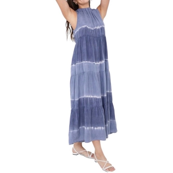 NWT BELLA DAHL Sleeveless Tiered MIDI Dress in Indigo Stripe! - Picture 3 of 11